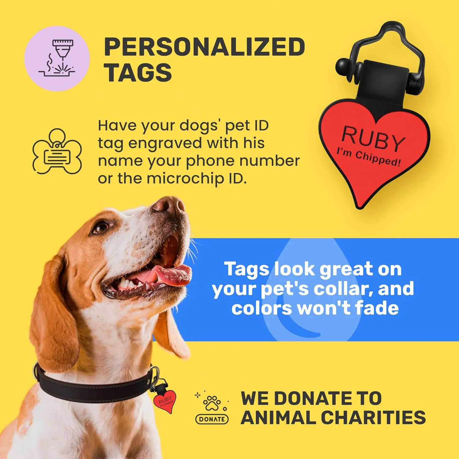 SiliDog - The Original Silicone Silent Dog Tag - Personalized Engraved Soundless Pet ID - As Seen On Shark Tank - Durable - Never Fades - Heart - Red