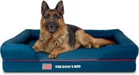 The Dogs Bed, XL Blue Oxford with Red Trim USA Flag Dog Bed 43.5x34, Memory Foam, Pain Relief: Arthritis, Post Surgery, Lameness, Supportive, Calming, Waterproof Washable Cover, Veterinary Approved