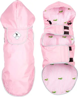 The Worthy Dog Seattle Slicker Wind and Water Resistant Hooded Rain Jacket with Reflective Trim for Dogs-Small