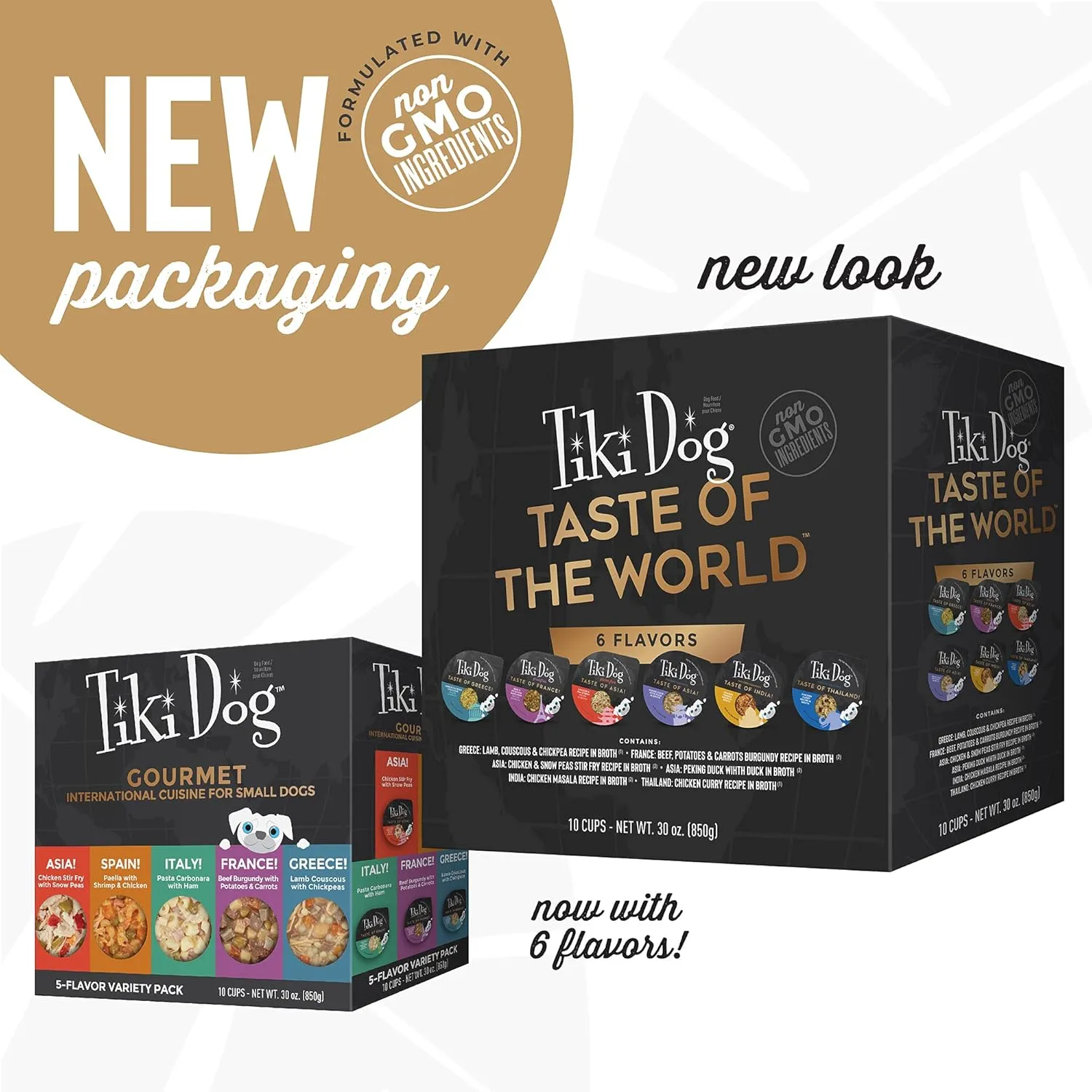 Tiki Dog Taste of The World Whole Food, Variety Pack of Gourmet International Flavors in Broth, Culinary Inspired High Protein and Moisture Rich Superfoods Wet Dog Food, 3 Oz Cups, Pack of 10