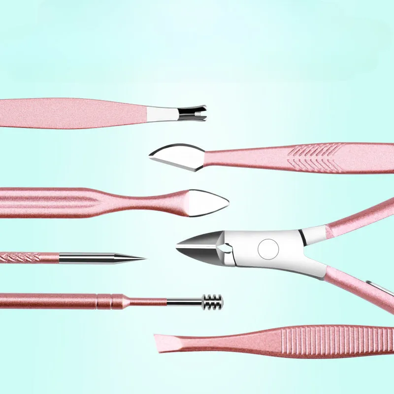 Wholesale Stainless Steel Rose Gold 18 Piece Manicure Manicure Pedicure Nail Scissors Nail Clipper Manicure Set