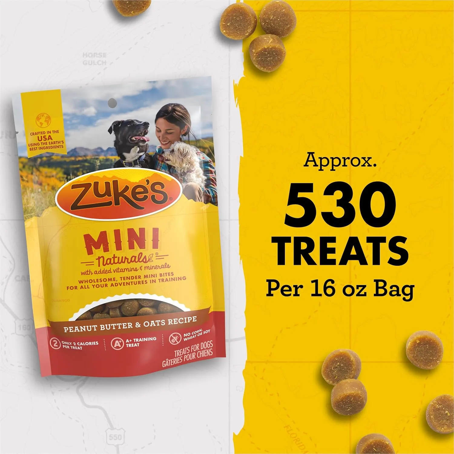 Zukes Mini Naturals Dog Training Treats for Dogs of All the Sizes, Pet Treats made with Real Peanut Butter, 16 oz. Resealable Pouch - 16 oz. Bag